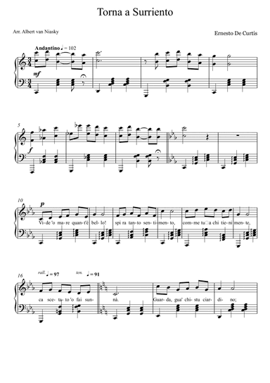 Torna a Surriento_C -  major key (or relative minor key) (arr. Albert van Niasky)