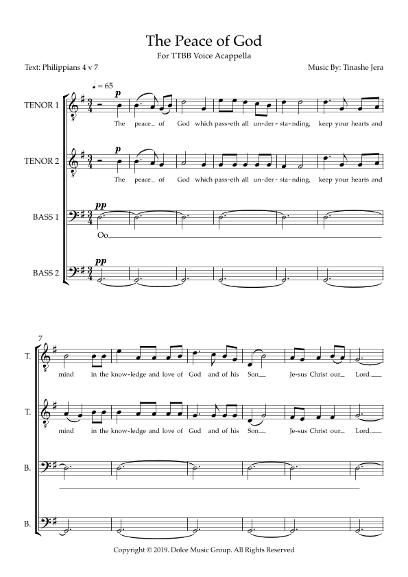 The Peace of God - TTBB A cappella