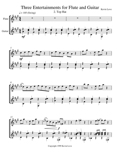 Three Entertainments for Flute and Guitar - Top Hat - Score and Parts