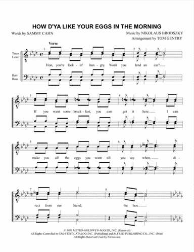 How D'ya Like Your Eggs In The Morning? (arr. Tom Gentry)