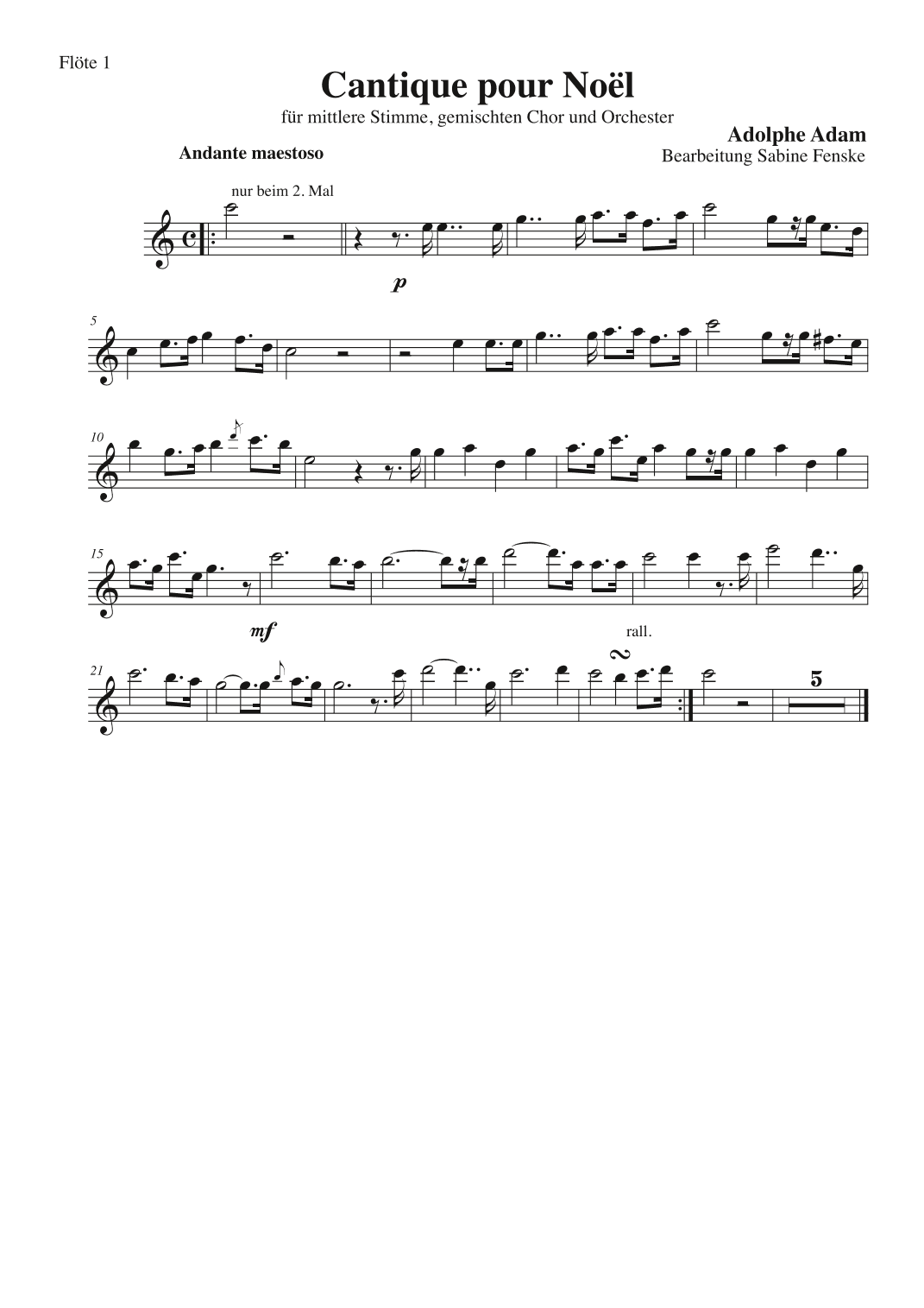 Cantique pour Noël (arr. Sabine Fenske)