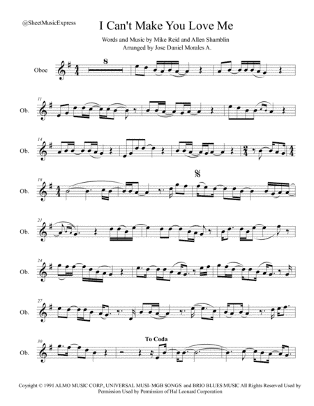 I Can't Make You Love Me (arr. Jose Daniel Morales A.)
