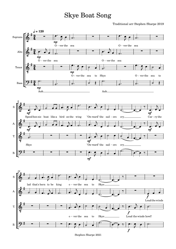 Skye Boat Song SATB (arr. Stephen Sharpe)