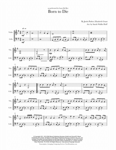 Born To Die (arr. Sarah Wallin Huff)