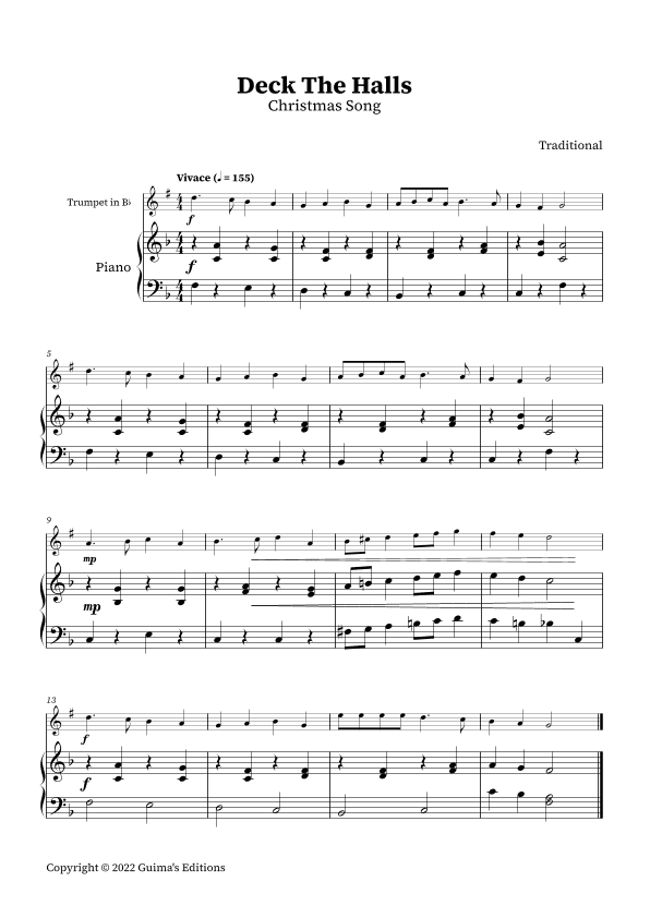Deck The Halls (arr. Guima's Editions)
