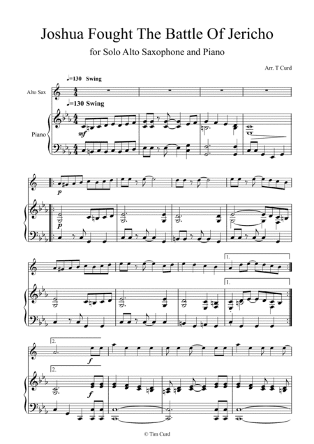 Joshua Fought the Battle of Jericho for Solo Alto Saxophone and Piano (arr. Tim Curd)