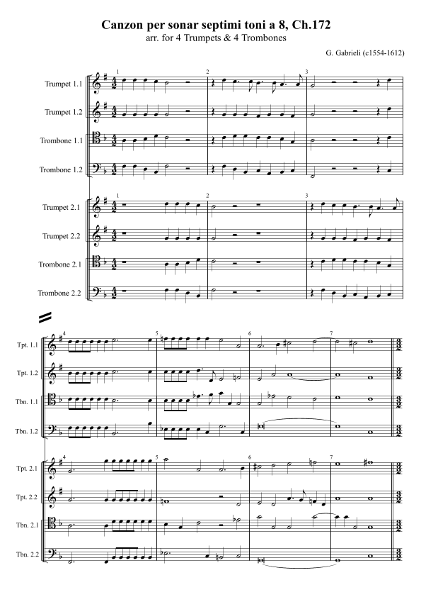 G. Gabrieli - Canzon per sonar septimi toni a 8, Ch.172 (for 4 Trumpets & 4 Trombones) (arr. M. Kutsenko)