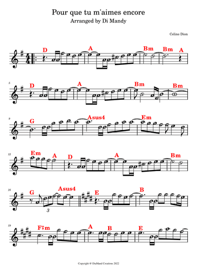 Pour Que Tu M'aimes Encore (arr. Di Mandy)