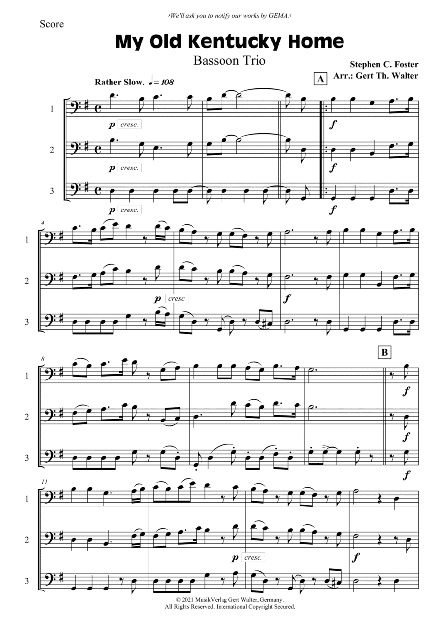 My Old Kentucky Home (arr. Gert Th. Walter)