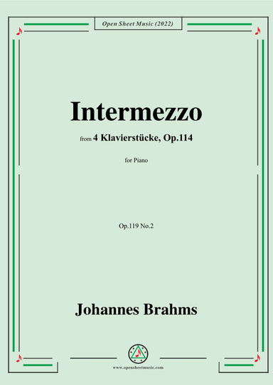 Brahms-Intermezzo,from 4 Klavierstucke,Op.119 No.2,in e minor,for Piano (arr. OSM Press)