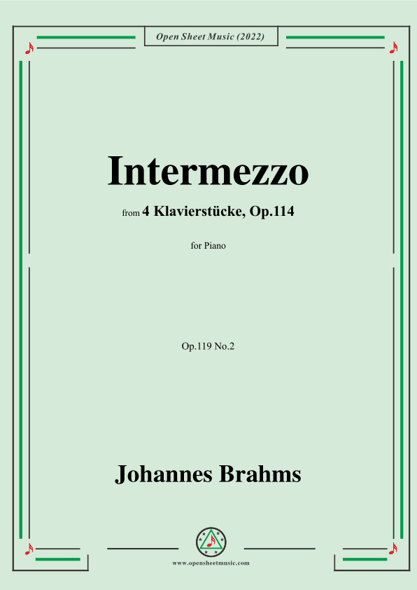 Brahms-Intermezzo,from 4 Klavierstucke,Op.119 No.2,in e minor,for Piano (arr. OSM Press)
