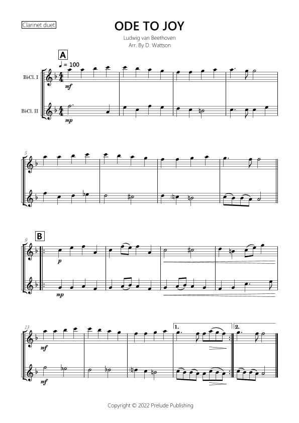 Ode To Joy (arr. D. Wattson)