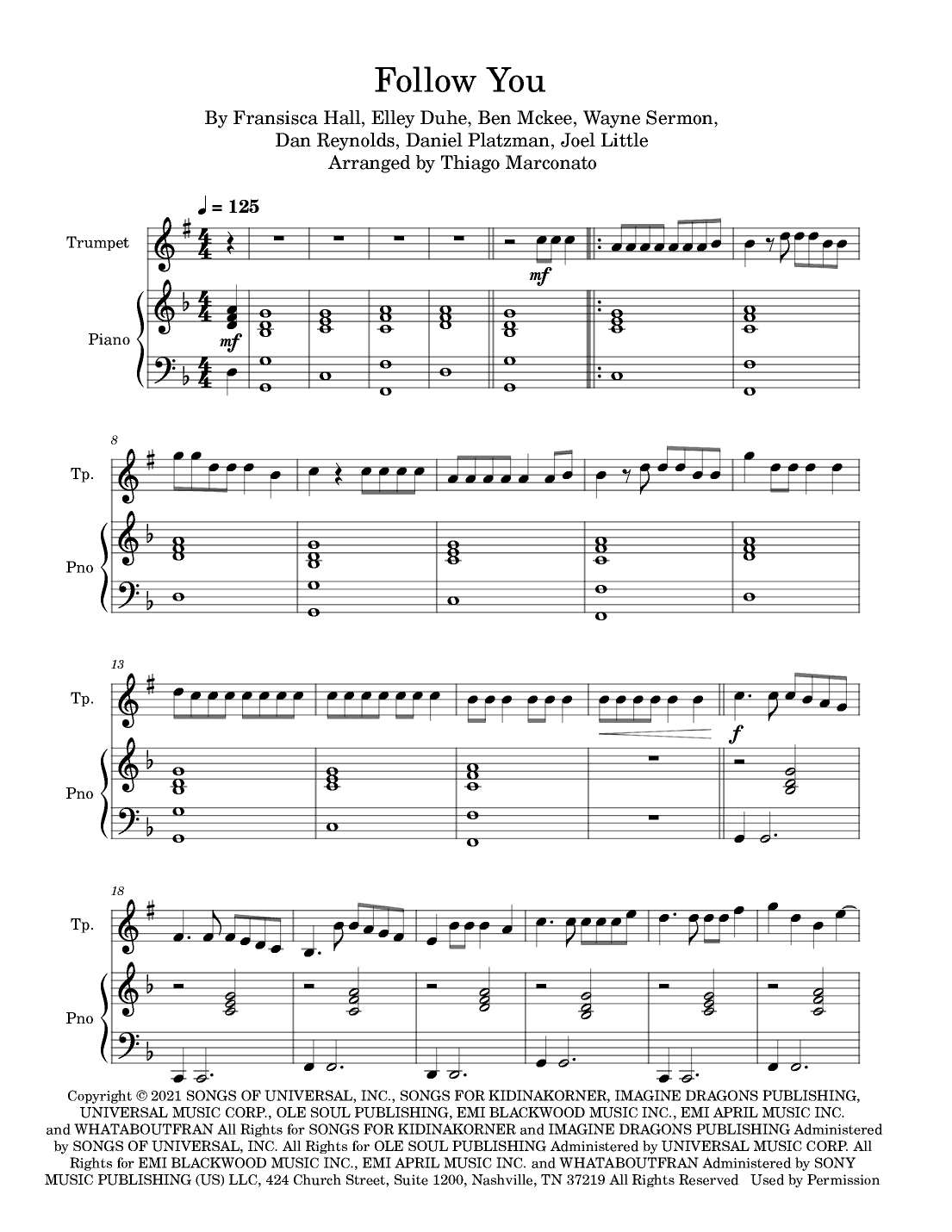Follow You (arr. Thiago Marconato)