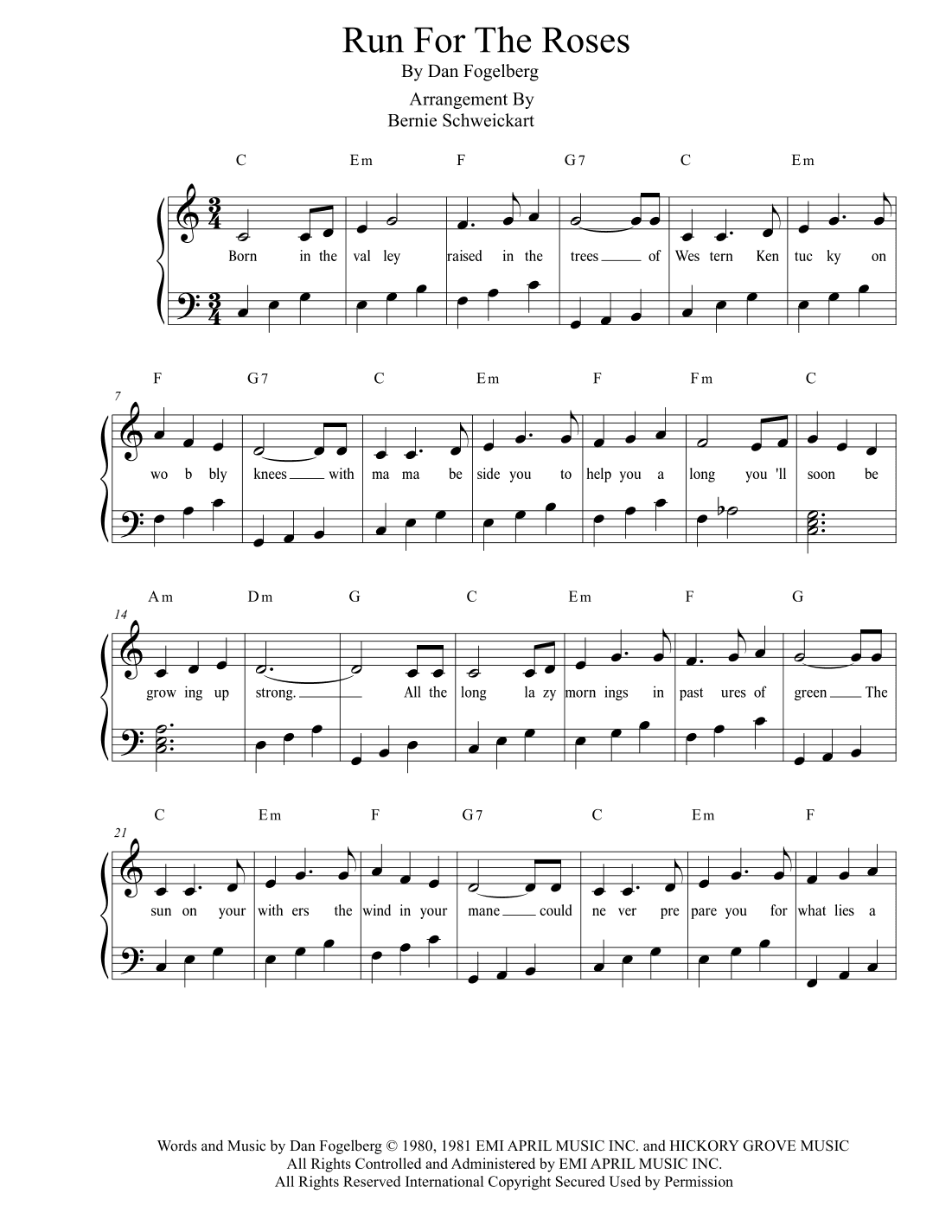 Run For The Roses (arr. Bernie Schweickart)