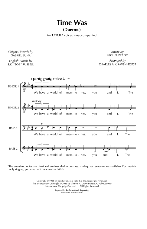 Time Was (arr. Charles A. Gravenhorst)