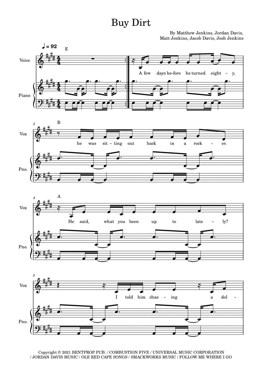Buy Dirt (arr. Ben Clapton)