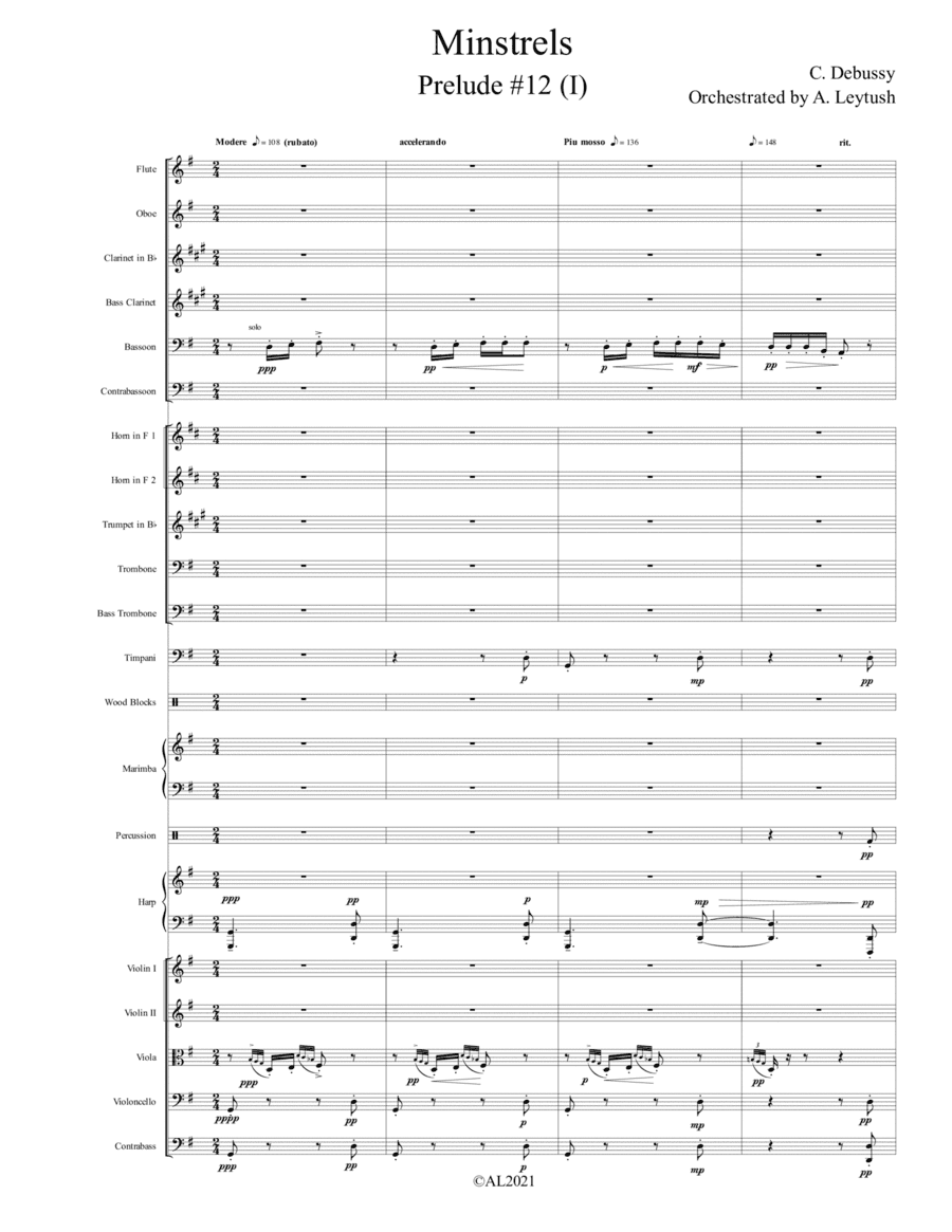 C. Debussy -The Complete Preludes, Prelude #12 (I), "Minstrels", Orchestrated by     A. Leytush