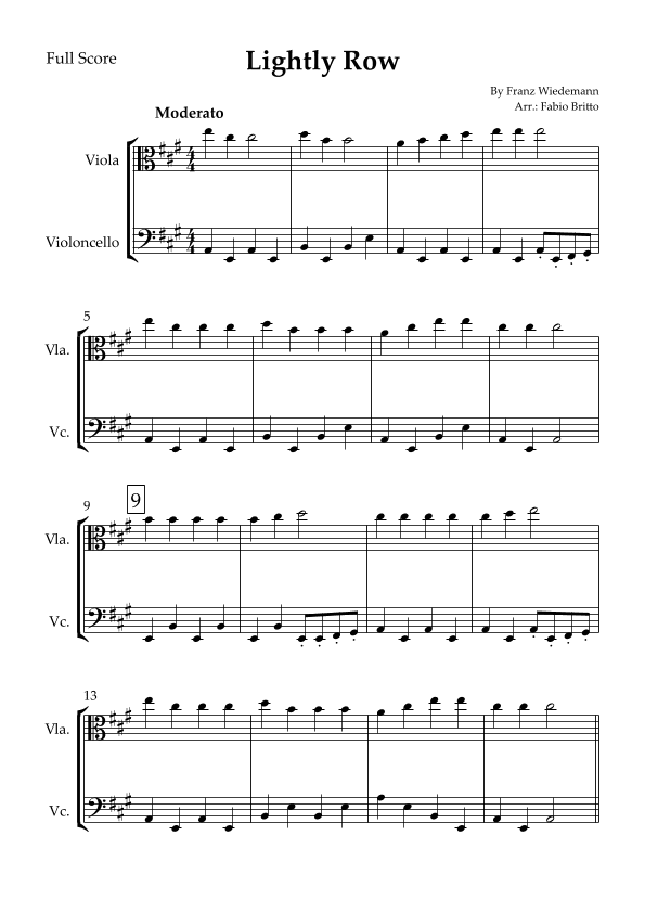 Lightly Row for Viola & Cello Duo (arr. Fabio Britto)