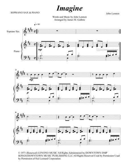 Imagine (arr. James M. Guthrie, ASCAP)