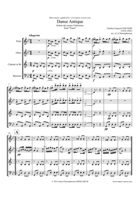 Danse Antique from Faust - Flute, Oboe, Clarinet and Bassoon or Bass Clarinet (arr. Anne Christopherson GRSM ARCM)