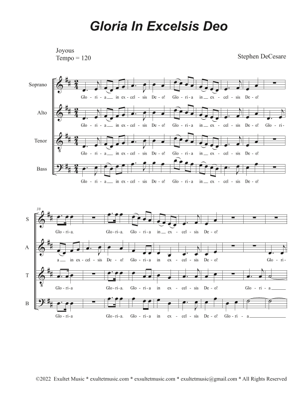 Gloria In Excelsis Deo (Vocal Quartet - (SATB)