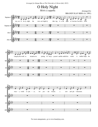 O Holy Night (SSAA a cappella) (arr. BK Riha / Brandy Kay Riha)