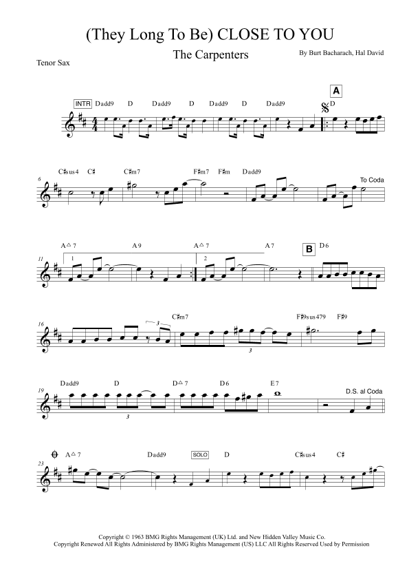 (they Long To Be) Close To You (arr. Leo Silva)