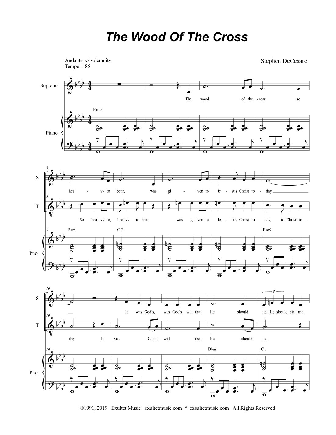 The Wood Of The Cross (Duet for Soprano and Tenor Solo)