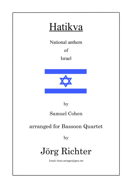 Hatikva (Nationalhymne Israels) für Fagott Quartett (arr. Jörg Richter)