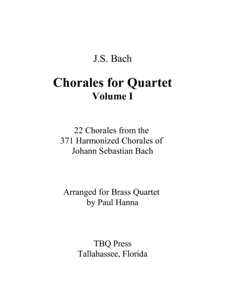 Chorales for Quartet, Volume 1 (arr. Paul Hanna)