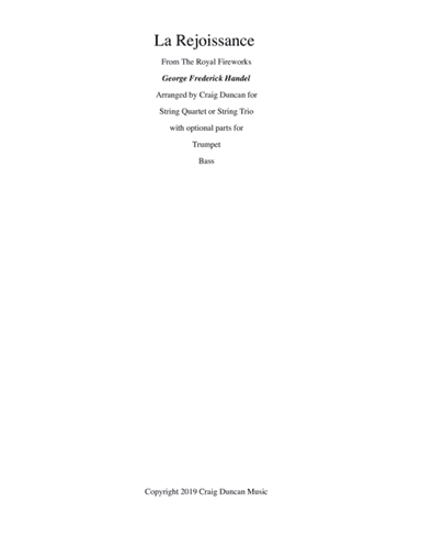 La Rejoissance String Quartet w Optional Trumpet (arr. Craig Duncan)