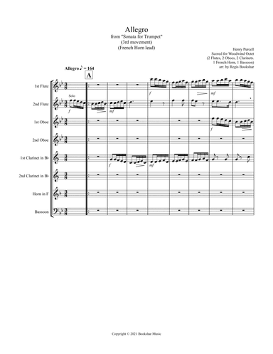 Allegro (from "Sonata for Trumpet") (Bb) (Woodwind Octet - 2 Flutes, 2 Oboes, 2 Clar, 1 Hrn, 1 Basso (arr. Regis Bookshar)