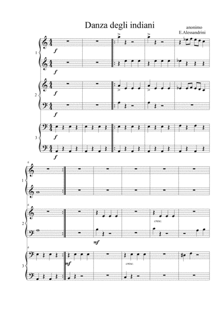Dance of the Indians. Piano Six hands (arr. Ester Alessandrini)