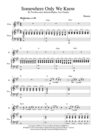 Somewhere Only We Know (arr. Golden Skull Editions)