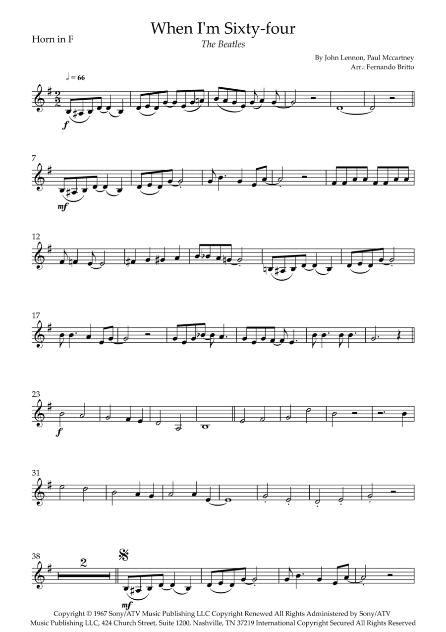 When I'm Sixty-four (arr. Fernando Britto)