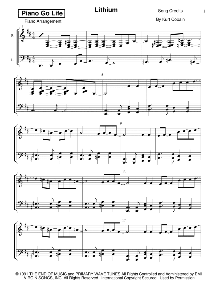 Lithium (arr. Piano Go Life)