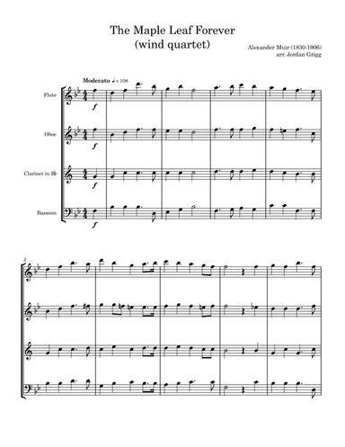 The Maple Leaf Forever (wind quartet) (arr. Jordan Grigg)