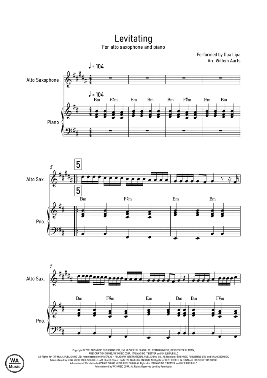 Levitating (arr. Willem Aarts)