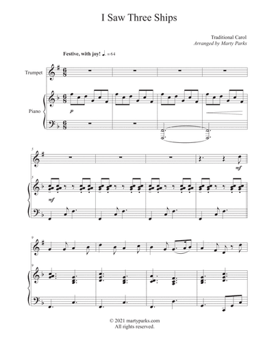 I Saw Three Ships (Trumpet-Piano) (arr. Marty Parks)