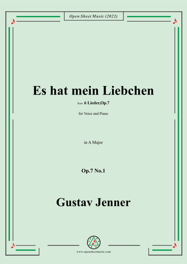 Jenner-Es hat mein Liebchen,in A Major,Op.7 No.1 (arr. OSM Press)