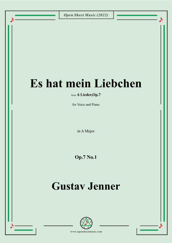 Jenner-Es hat mein Liebchen,in A Major,Op.7 No.1 (arr. OSM Press)