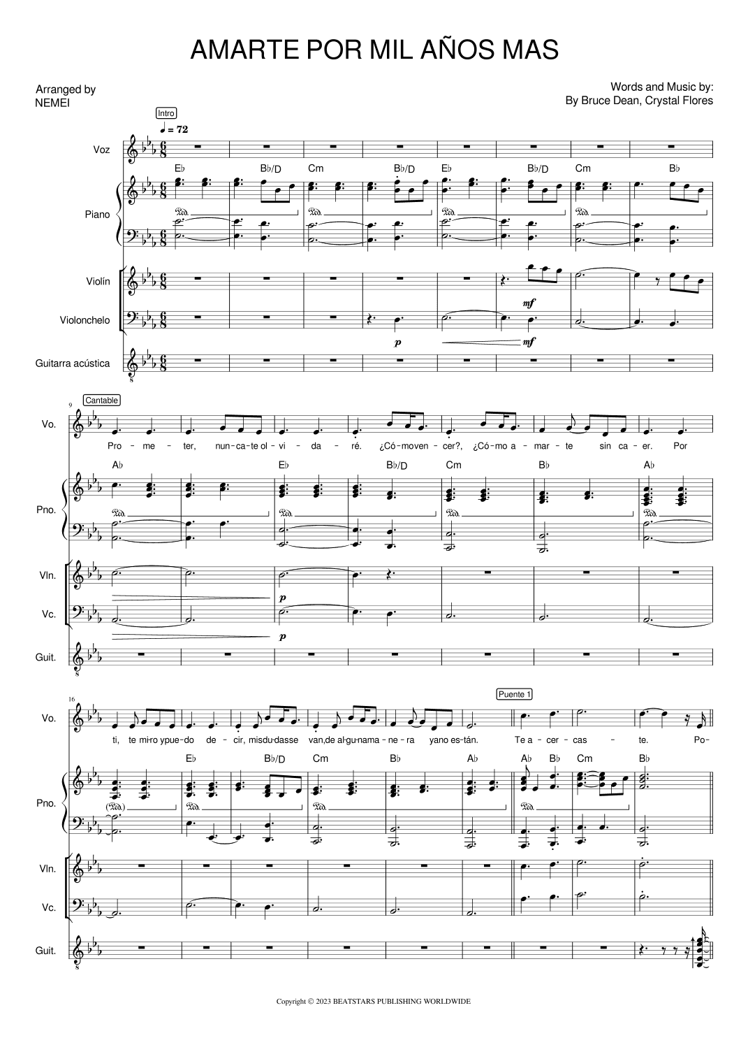 Amarte Por Mil Anos Mas (arr. Nemei)