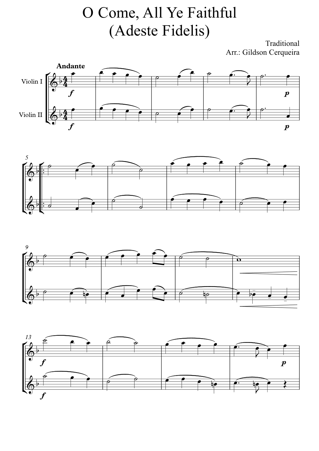 O Come, All Ye Faithful (Adeste Fidelis) (arr. Gildson Cerqueira)
