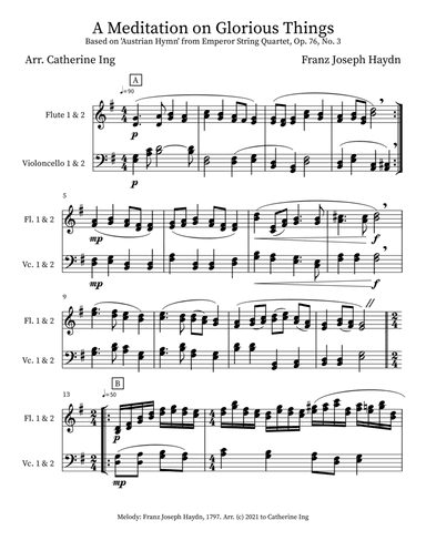 A Meditation on Glorious Things - Flute & Cello (arr. Catherine Ing)