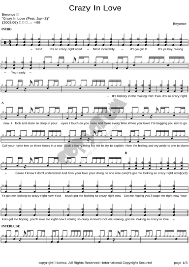 Crazy In Love (arr. COPYDRUM)
