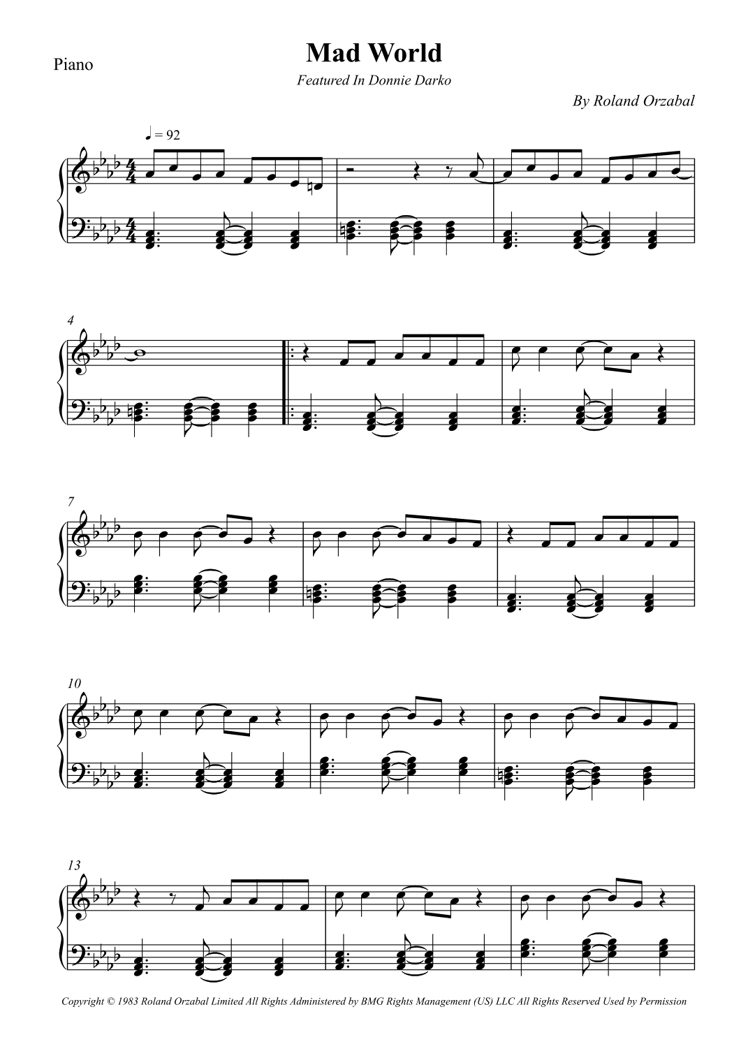 Mad World (arr. Wesley S. SIlva)