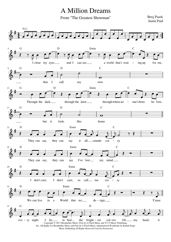 A Million Dreams (arr. Jack Vaughan)