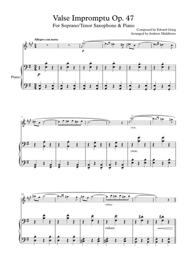 Valse Impromptu arranged for Soprano Saxophone & Piano (arr. Andrew Middleton)