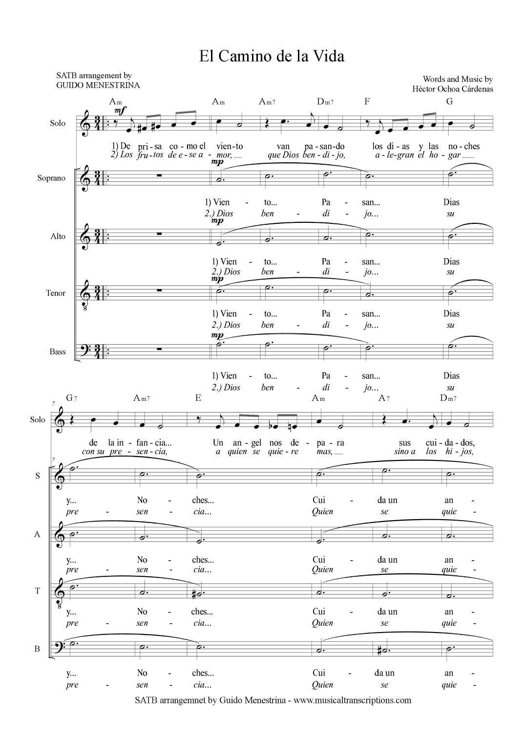 El Camino de la Vida - SATB (arr. Guido Menestrina)