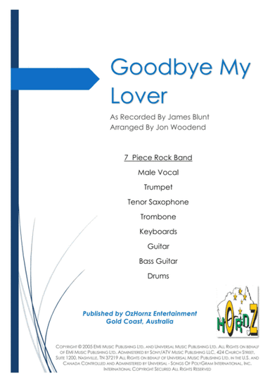 Goodbye My Lover (arr. Jon Woodend)